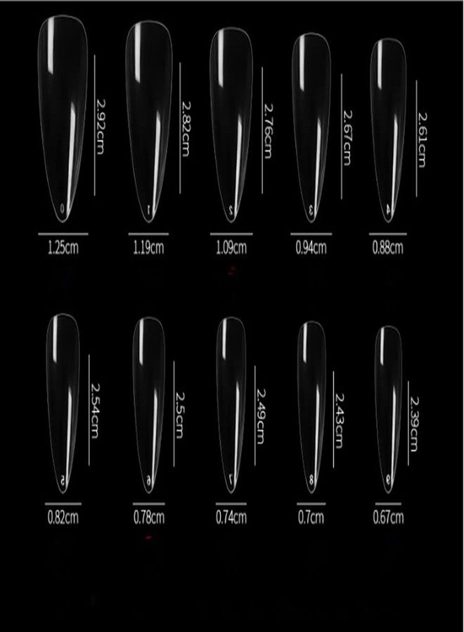 YIMART 500pcs/pack Stiletto False Nails Clear Long Almond False Nail Tips Oval Stiletto Sharp Full Nail tips Acrylic UV Gel Full Cover Nail Art Tips For Decoration Nails Salon (Clear Long Almond) - Image 2